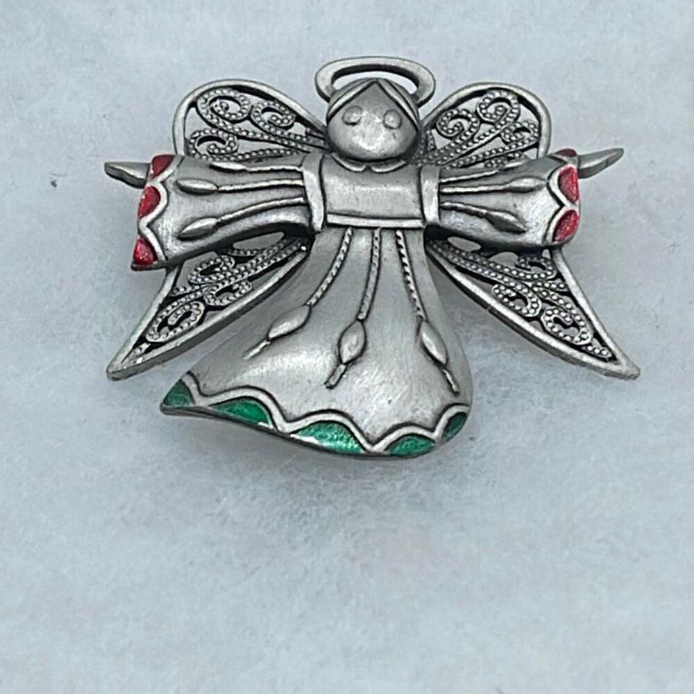 Vintage Pewter Angel by JJ enamel decor